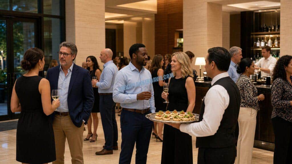 people talking during a cocktail hour