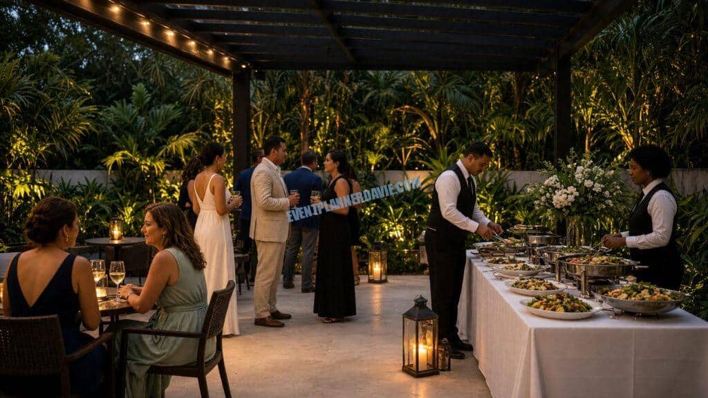 an evening patio party with guests
