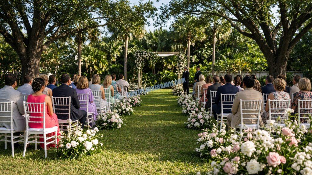 guests seated along a ceremony aisle