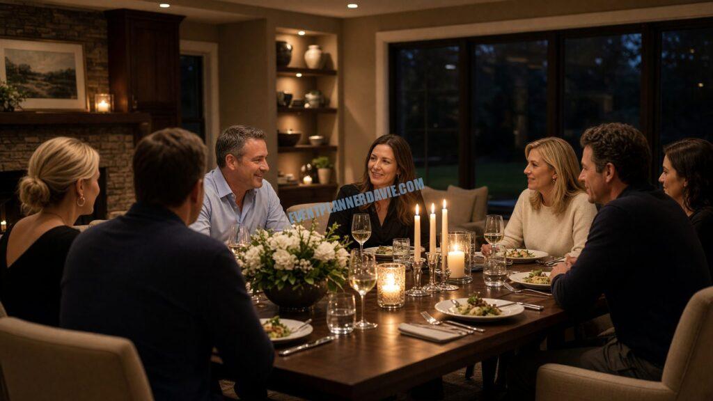 an evening dinner in a private clubhouse
